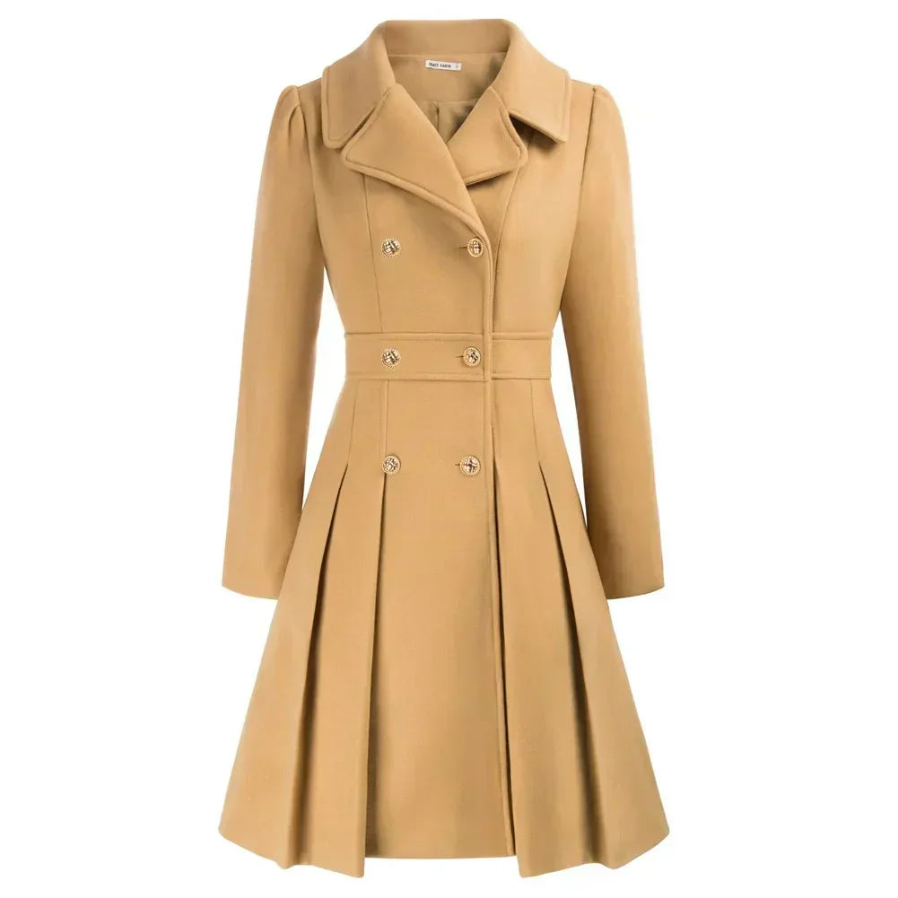 Viella | Women’s Double Breasted Fit Flare Coat