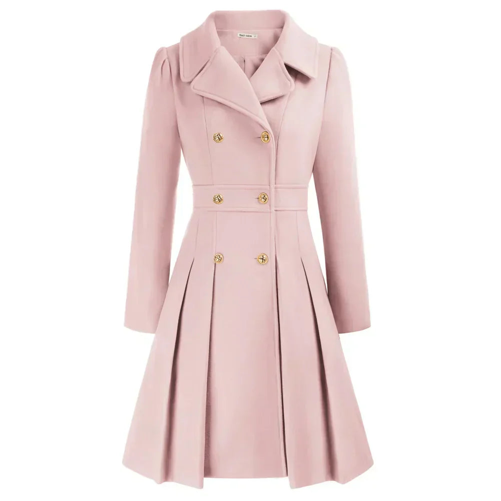 Viella | Women’s Double Breasted Fit Flare Coat