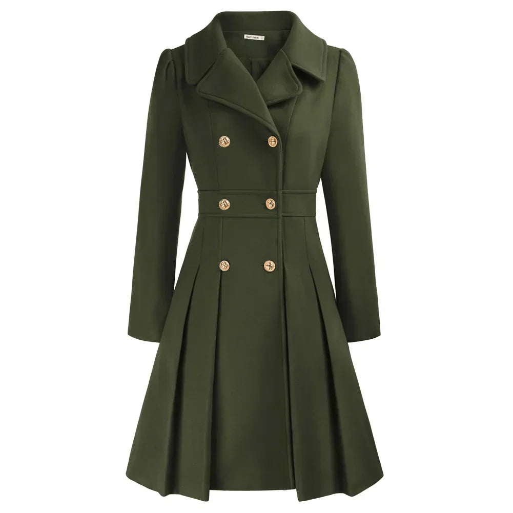 Viella | Women’s Double Breasted Fit Flare Coat