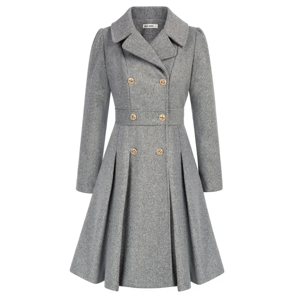 Viella | Women’s Double Breasted Fit Flare Coat