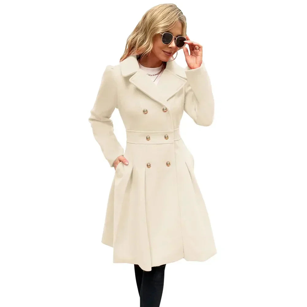 Viella | Women’s Double Breasted Fit Flare Coat