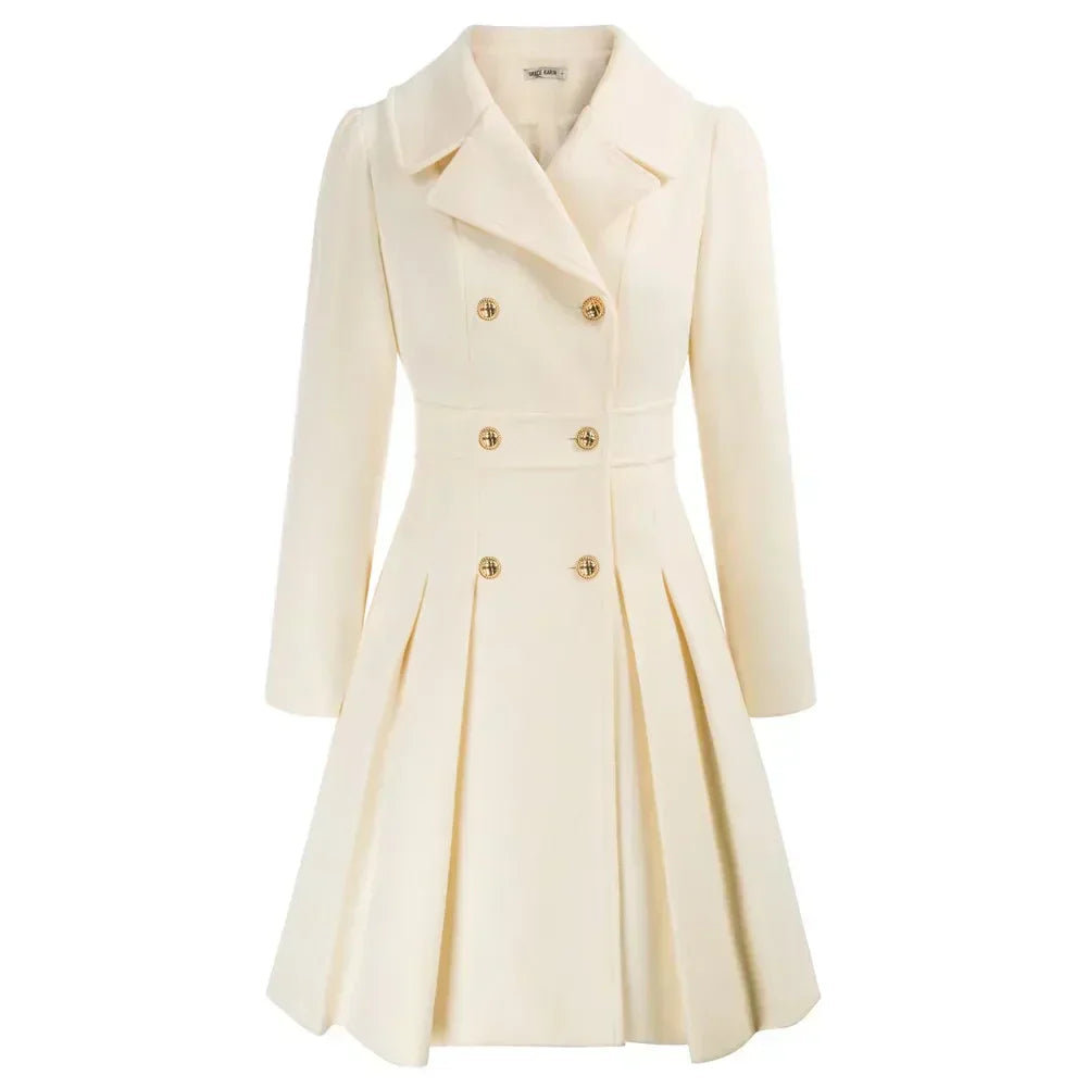 Viella | Women’s Double Breasted Fit Flare Coat