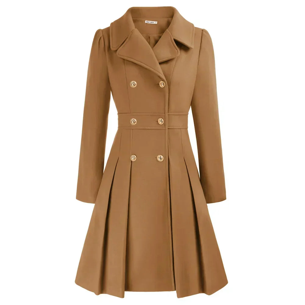 Viella | Women’s Double Breasted Fit Flare Coat