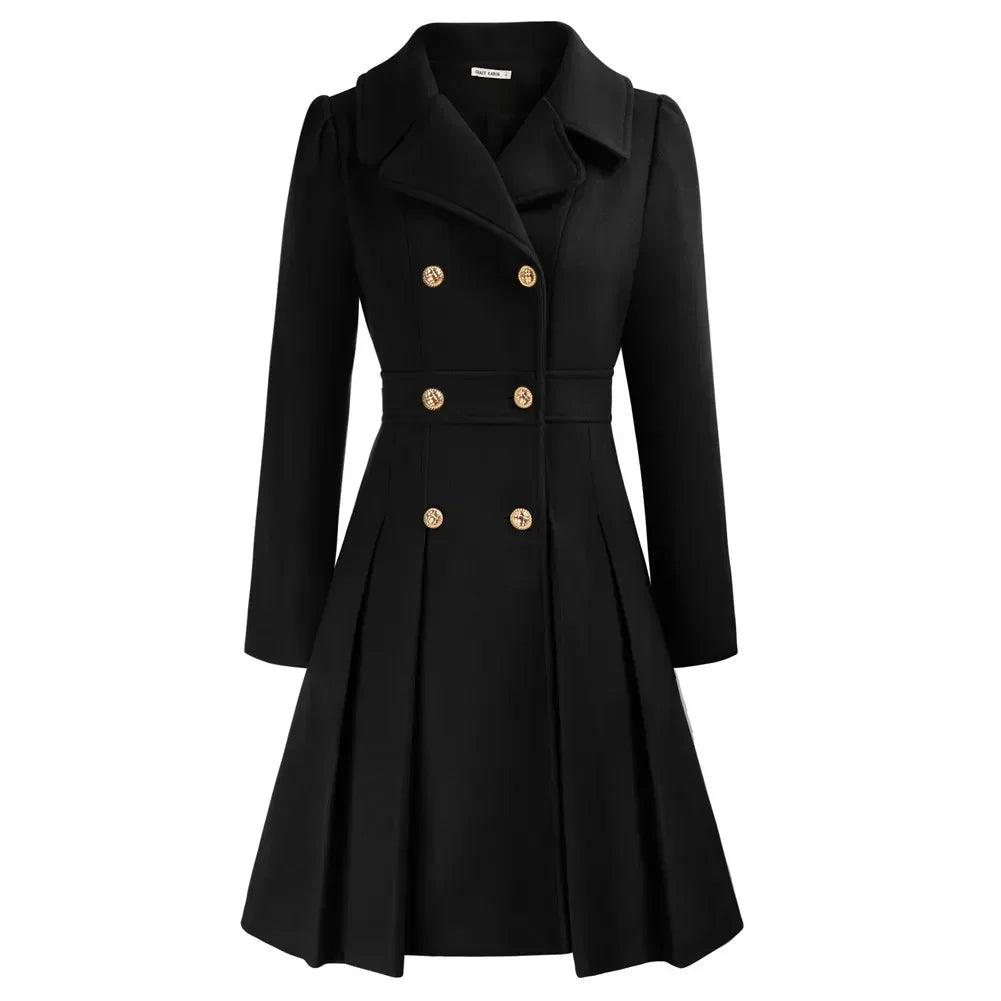 Viella | Women’s Double Breasted Fit Flare Coat