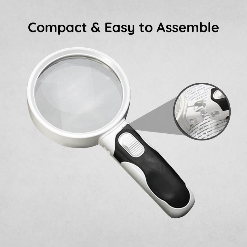 Optical lens magnifier with built-in LED illumination for crafts