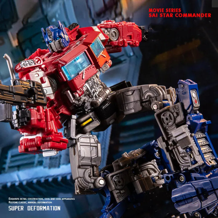 Close-up of Optimus Prime collectible robot head and chest details