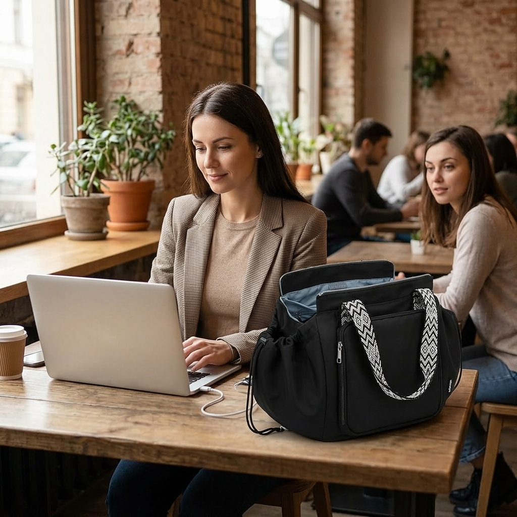 Close-up of durable hardware on the convertible everyday tote and backpack