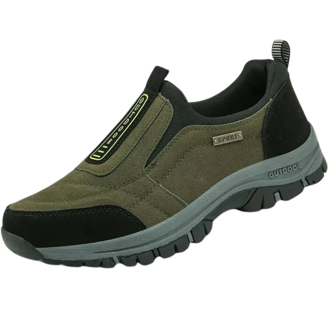 Bottom view of mens comfort walking shoes with durable traction sole