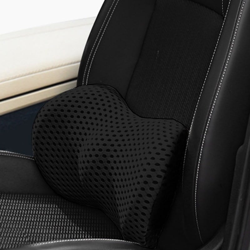 Close-up of breathable mesh fabric on a posture-correcting back support cushion
