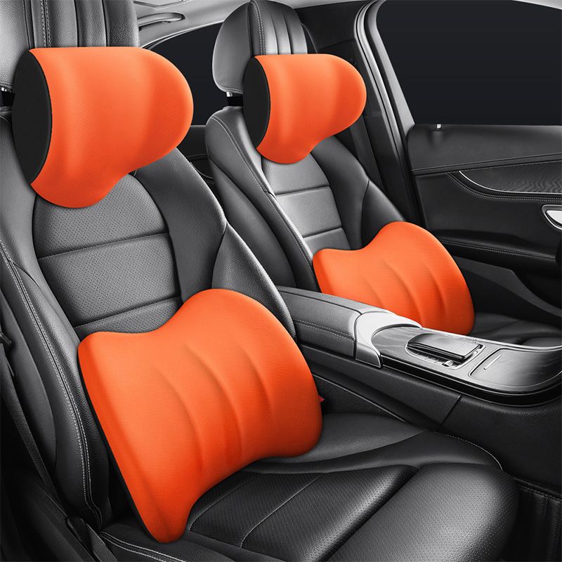 Close-up of breathable fabric texture on the car spine support cushion