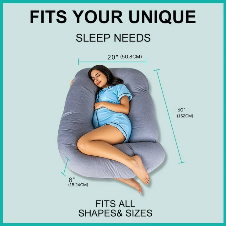 Orthopedic full-body pregnancy pillow providing back and belly support for maternity comfort