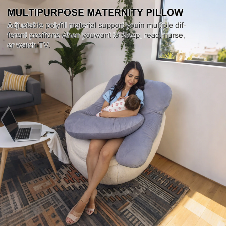 C-shaped maternity body pillow designed for pregnant women to relieve hip and back pain