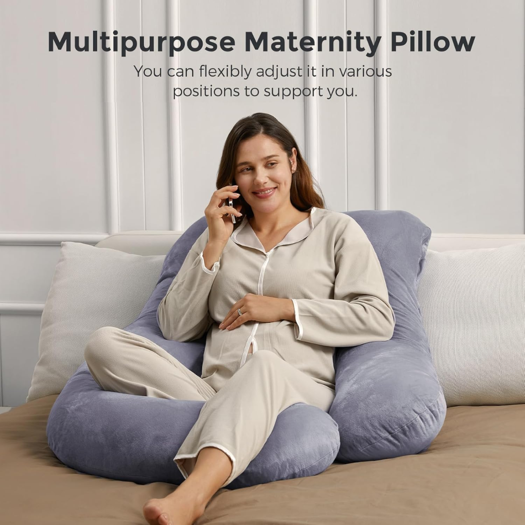 Ergonomic pregnancy support pillow for side sleeping and ultimate relaxation at home