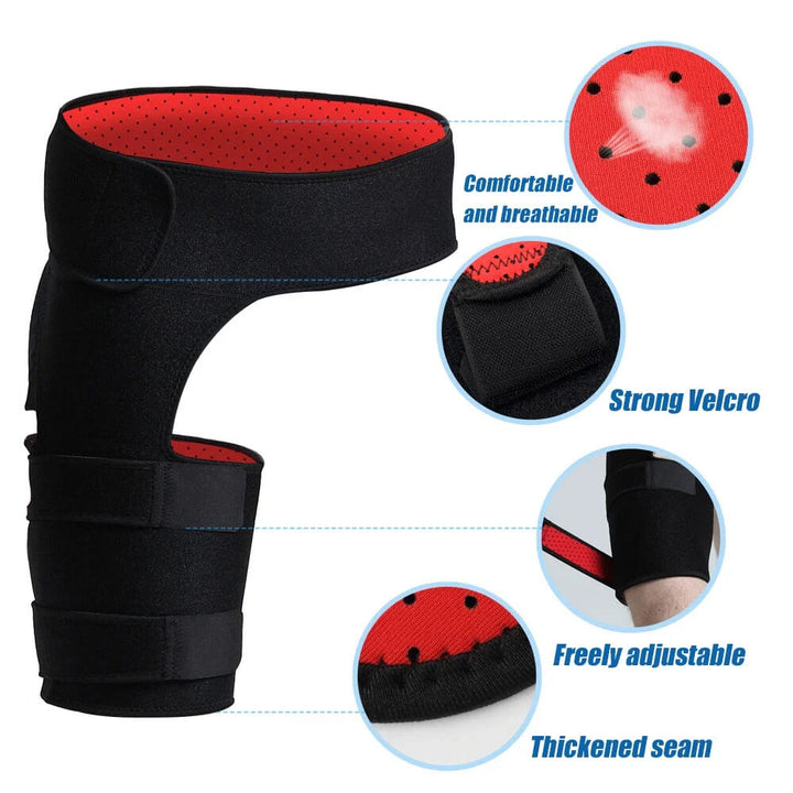 Person walking comfortably while wearing a discreet orthopedic hip brace