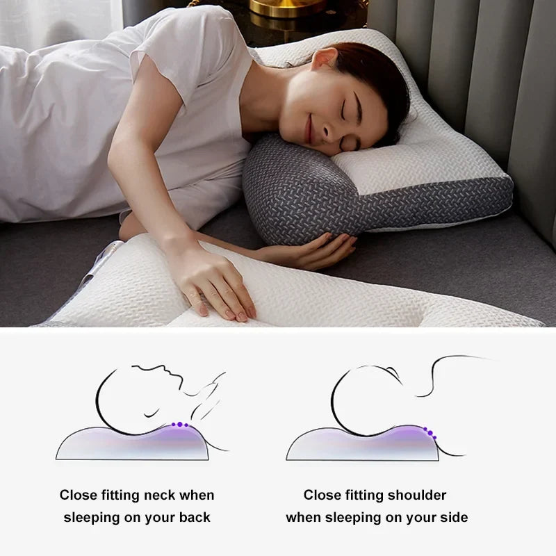 Diagram showing correct neck and shoulder alignment while sleeping