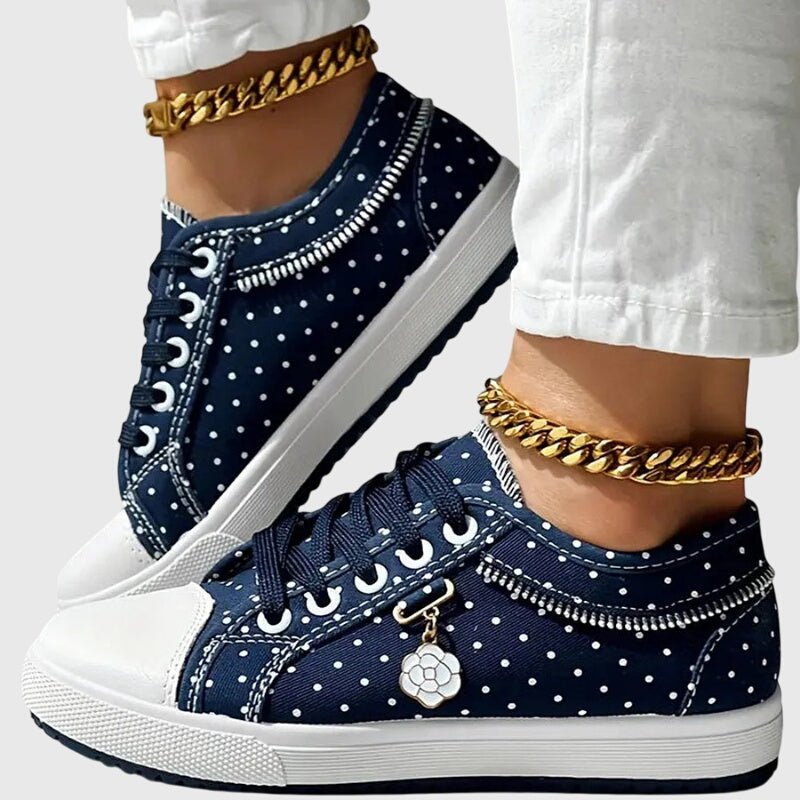 Side view of women's arch support walking sneakers designed for daily comfort