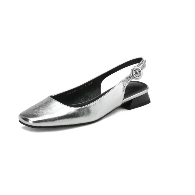 Women's silver orthopaedic slingback loafer shoe