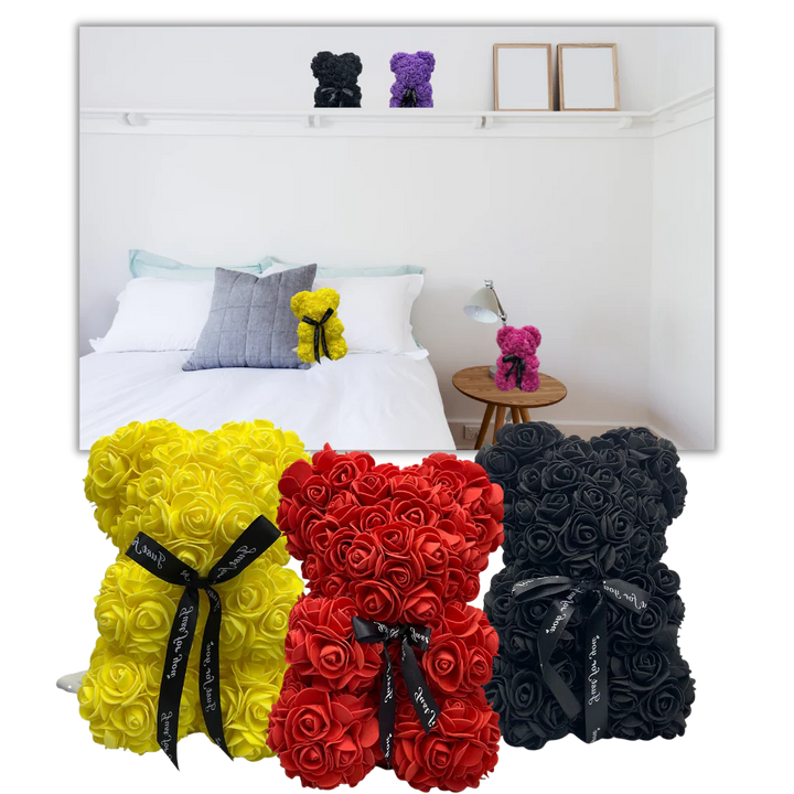 Luxury flower bear made of red roses for anniversary