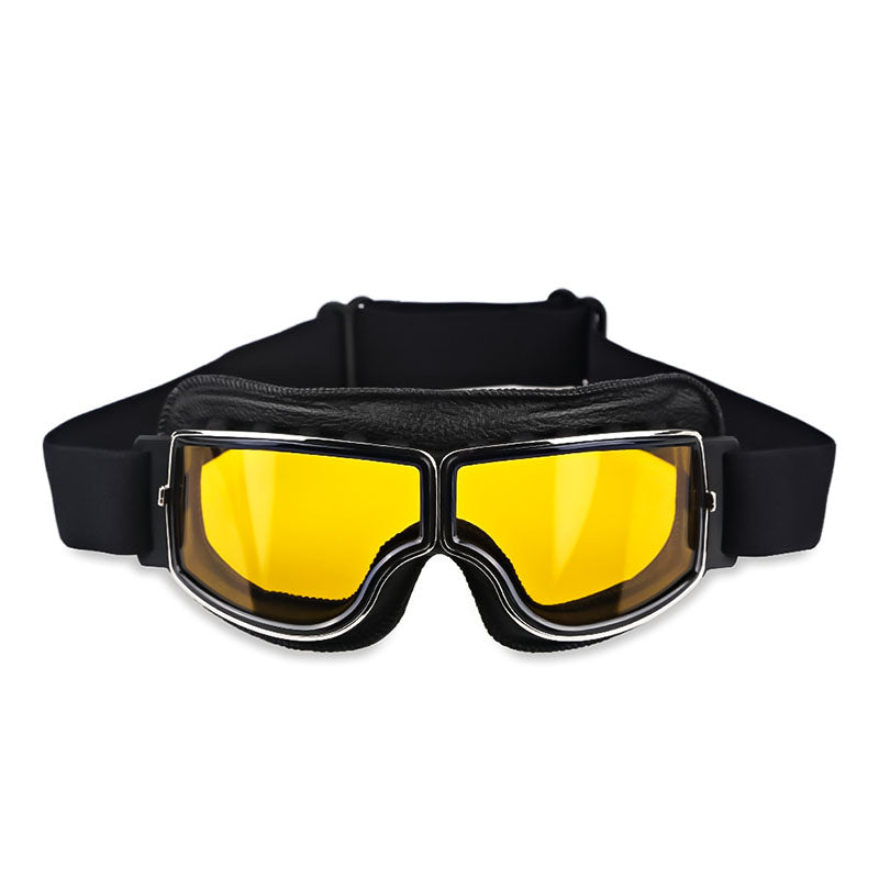 Unisex over-glasses riding goggles with yellow lenses and adjustable strap