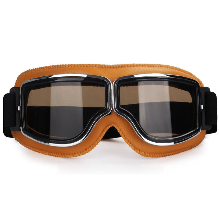 Complete set of UV protection riding goggles ready for motorcycle use