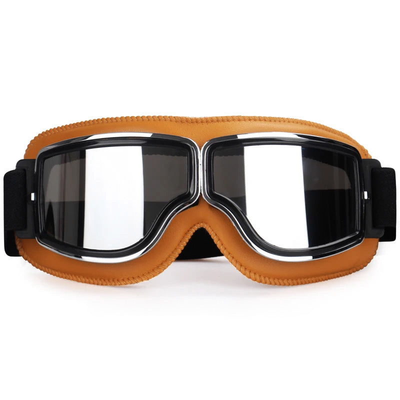 Over-glasses motorcycle goggles displayed from a side angle