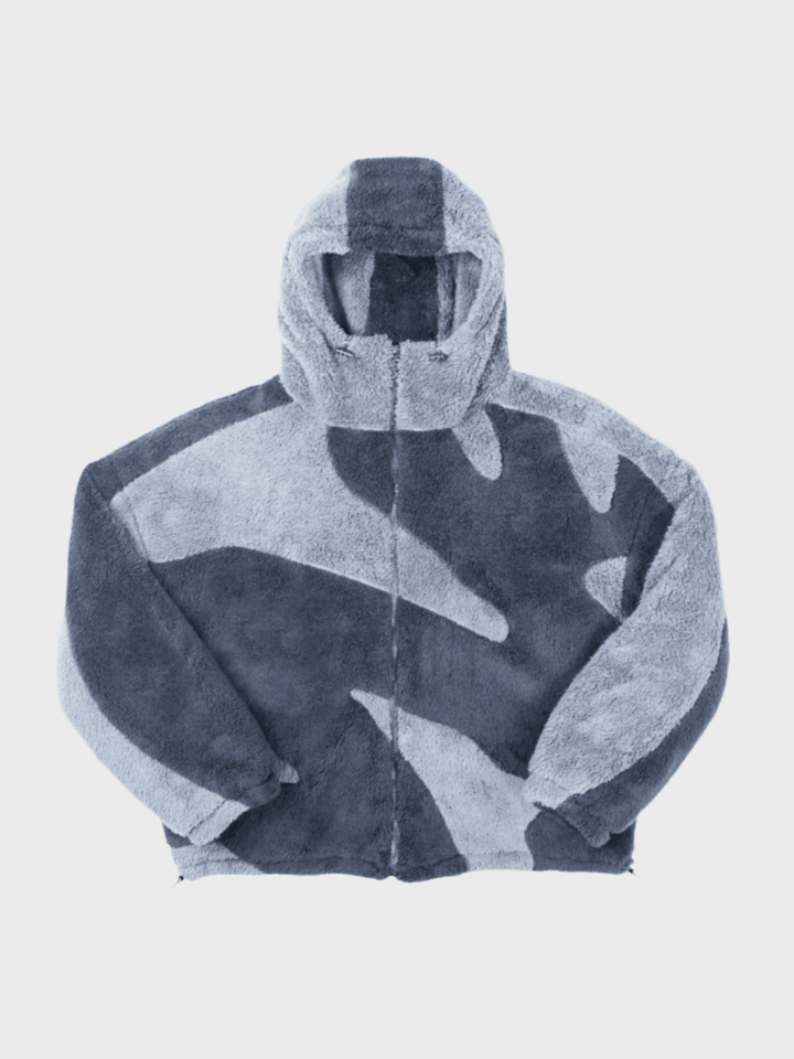 Men's oversized full zip jacket in blue with adjustable drawstring hem