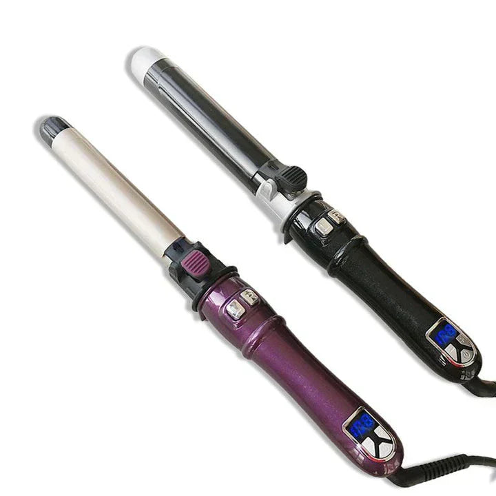 Cordless automatic hair curler in sleek purple, portable styling tool