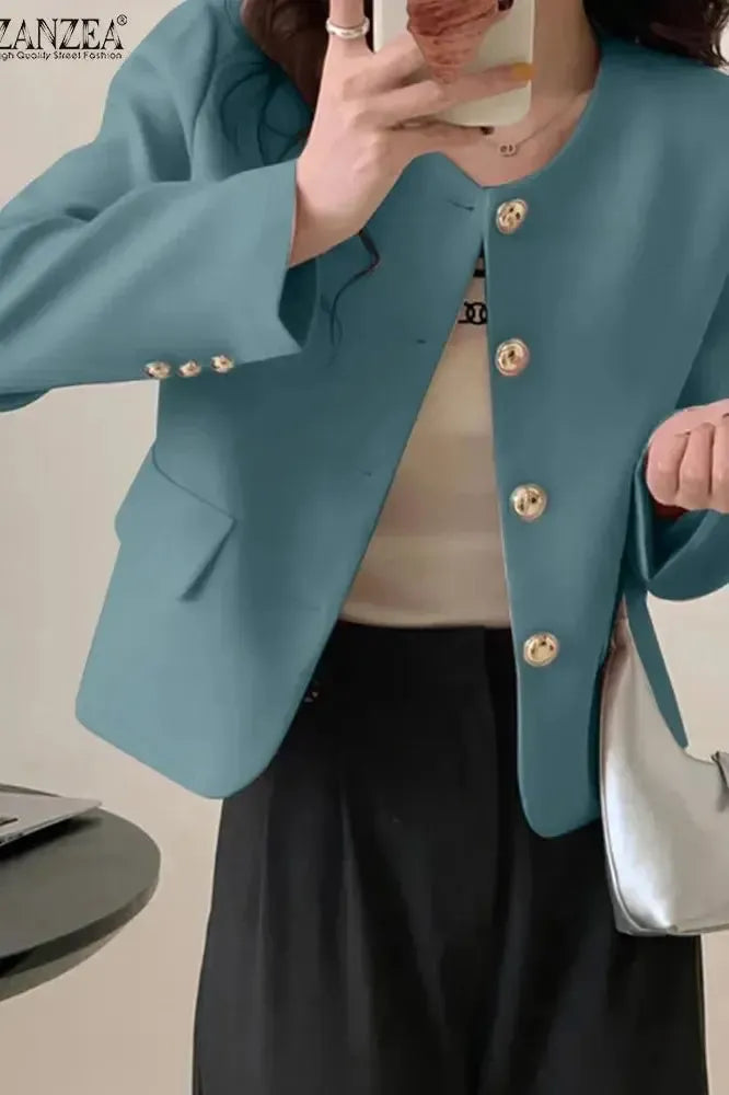 Cresselle | Women’s Round Neck Cropped Blazer