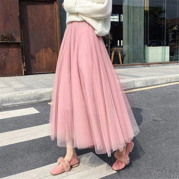 Casual wear feminine style long pleated skirt for women
