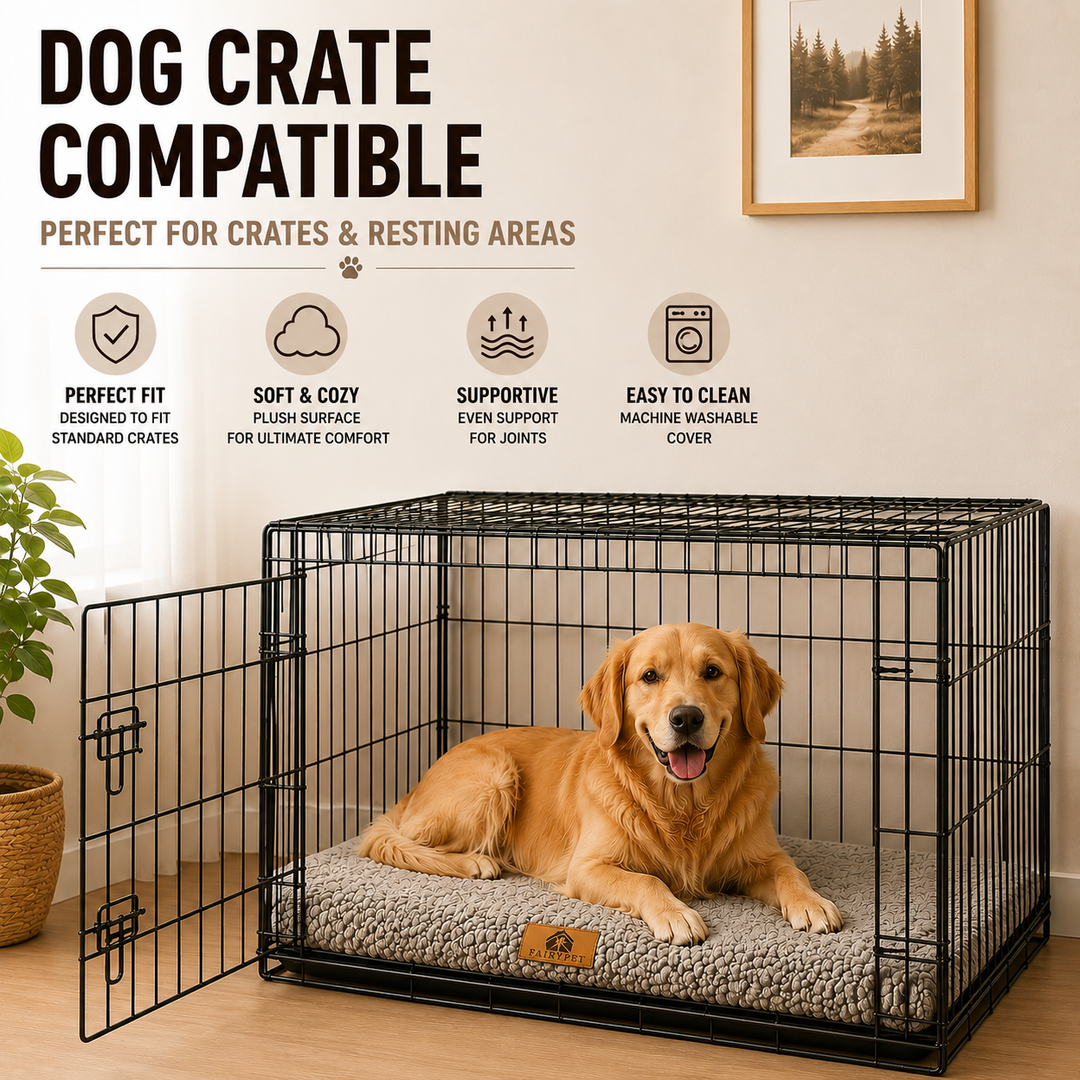 Dog sleeping peacefully on large orthopedic foam pet mat
