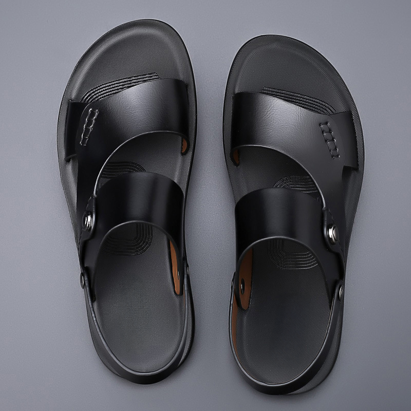 Black women's classic open toe slingback flat sandals viewed from above
