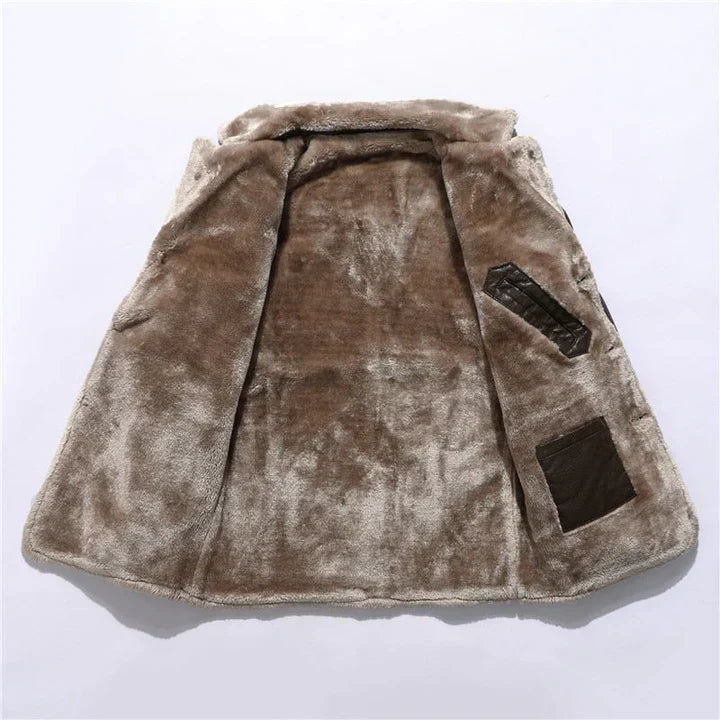 Interior view of warm insulated men's winter coat