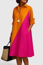 Women’s Colorblock Midi Shirt Dress