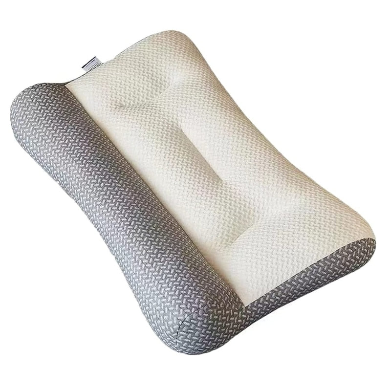 Top-down view of ergonomic sleep pillow highlighting shoulder cutout area