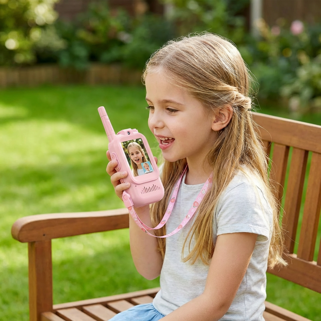 Educational toy radio featuring front camera for kids video calls