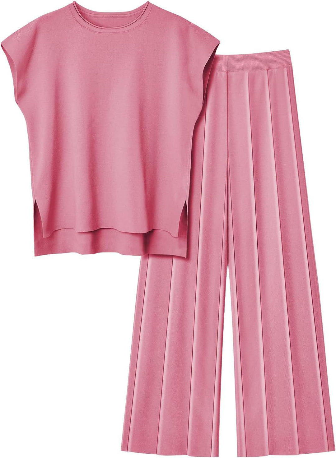 Complete view of a women's casual two-piece loungewear ensemble