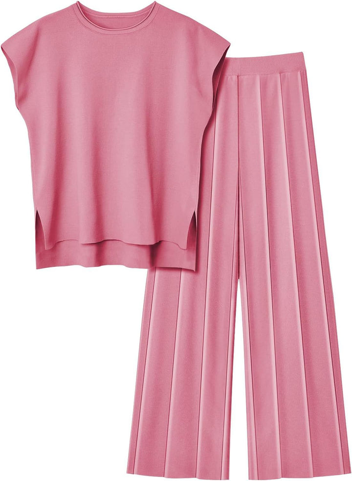Complete view of a women's casual two-piece loungewear ensemble