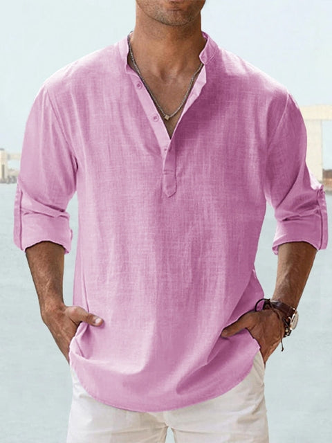Back view of mens breathable button-up shirt showcasing tailored fit