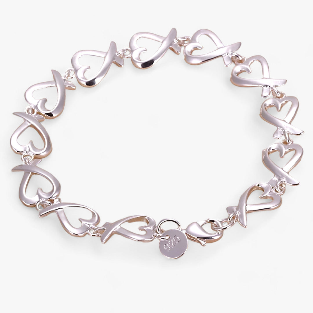 Sophina silver heart chain bracelet displayed flat on a clean background