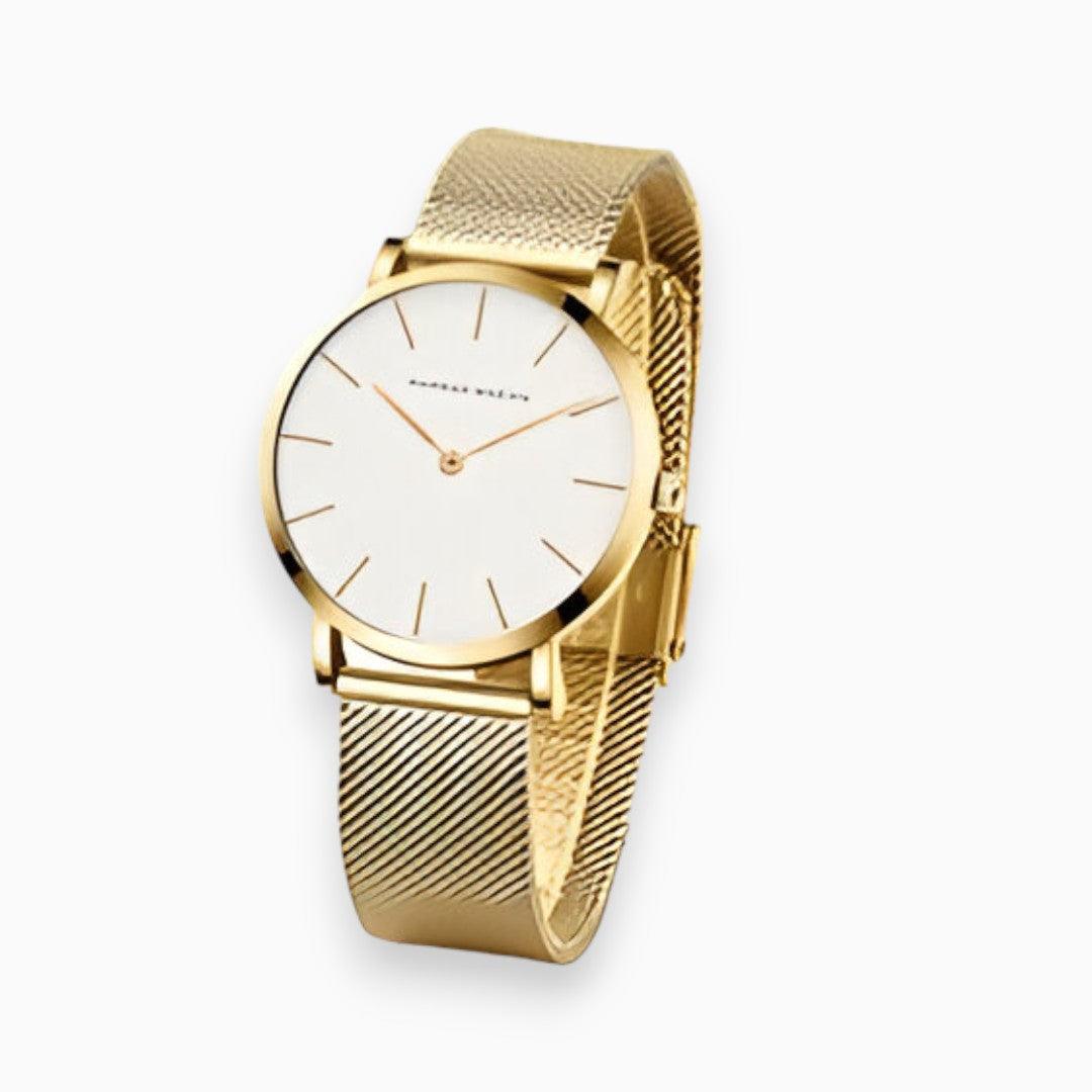 Luxury women's quartz watch styled with matching jewelry accessories