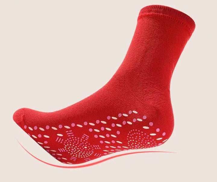 Close-up of therapeutic warm socks highlighting the sole grip pattern