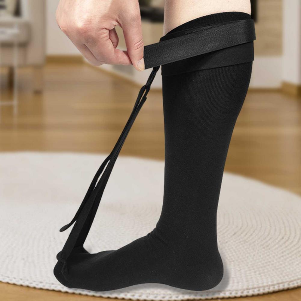 Unisex black plantar fasciitis night splint sock for heel pain relief