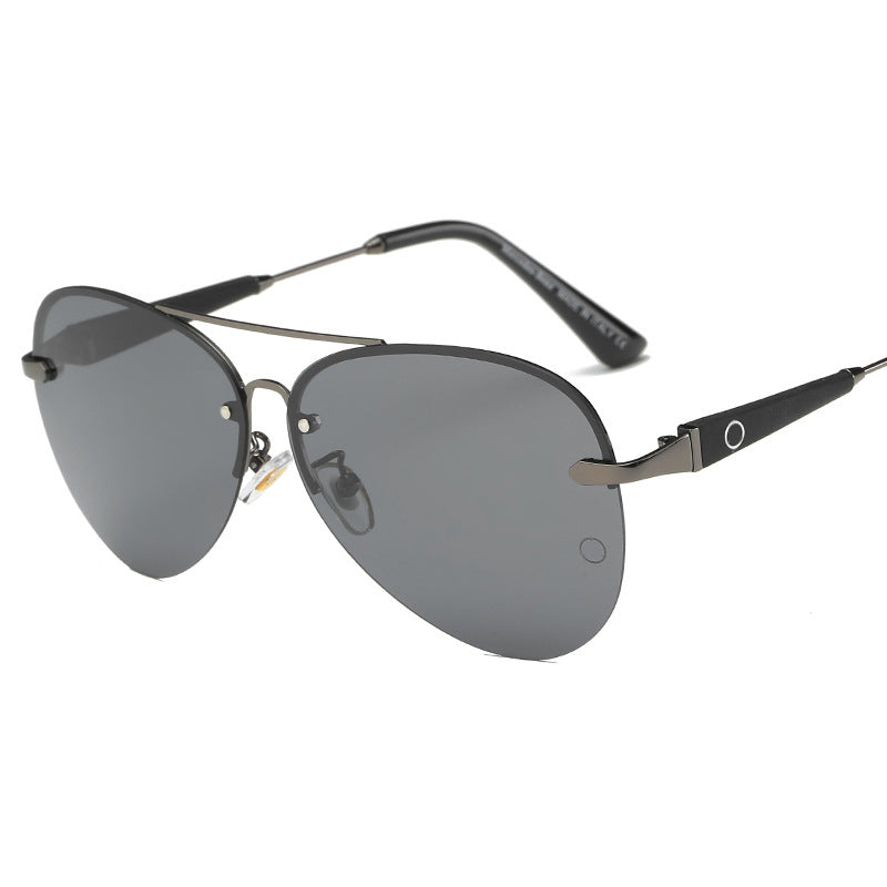 Dark gray polarized aviator sunglasses showcasing the sleek double bridge