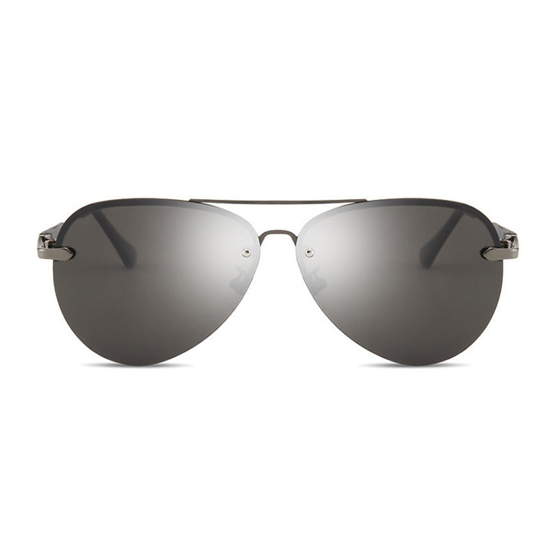 Detailed shot of temple arm and hinge on polarized aviator sunglasses