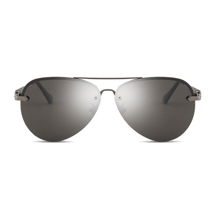 Detailed shot of temple arm and hinge on polarized aviator sunglasses