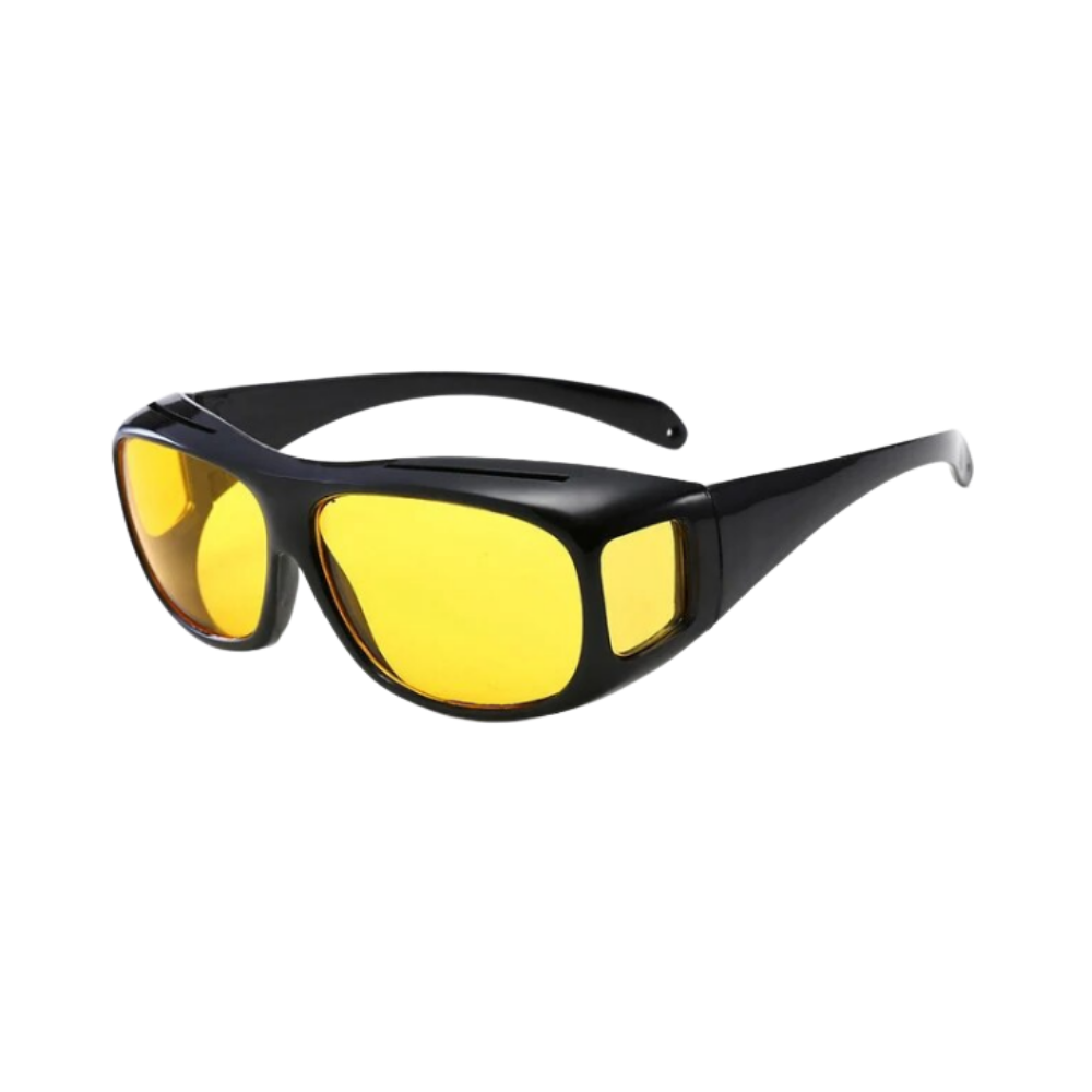 Unisex polarized night driving glasses with yellow lenses and black frame