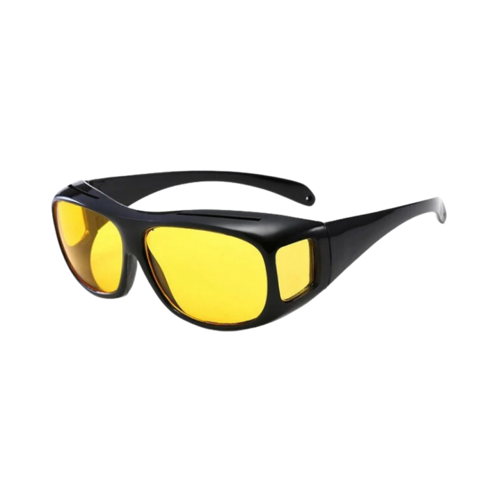 Unisex polarized night driving glasses with yellow lenses and black frame