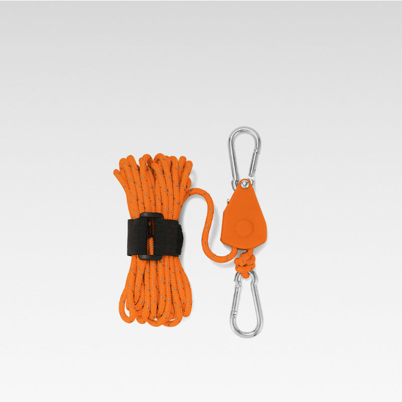 Orange portable adjustable camping rope set