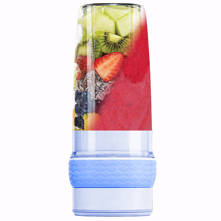 Portable blender cup in A808 Blue filled with fresh fruit and smoothie ingredients