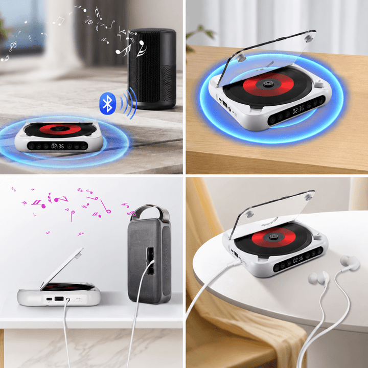 Compact audio device featuring intuitive control buttons and sleek modern design.